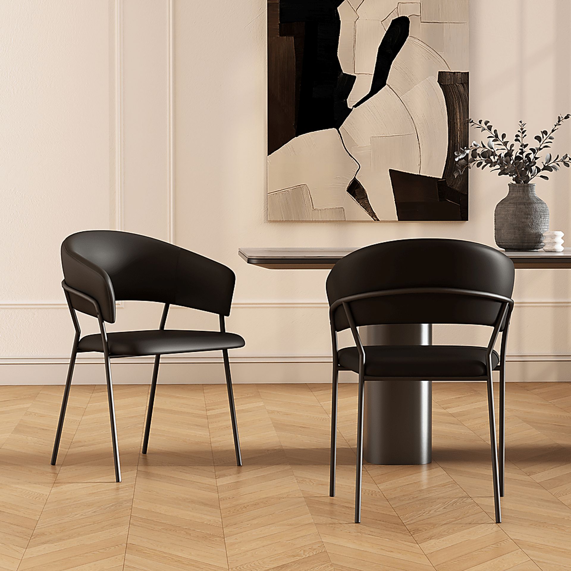 Nadol Black Armchair, Set of 4 - Image 2
