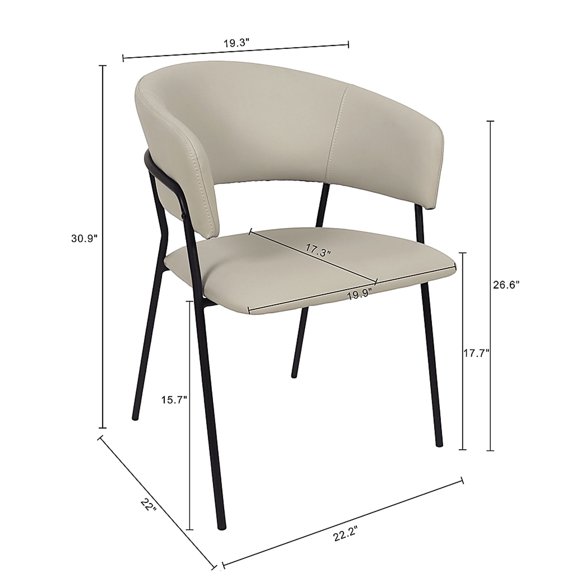 Nadol Gray Armchair, Set of 4 - Image 4