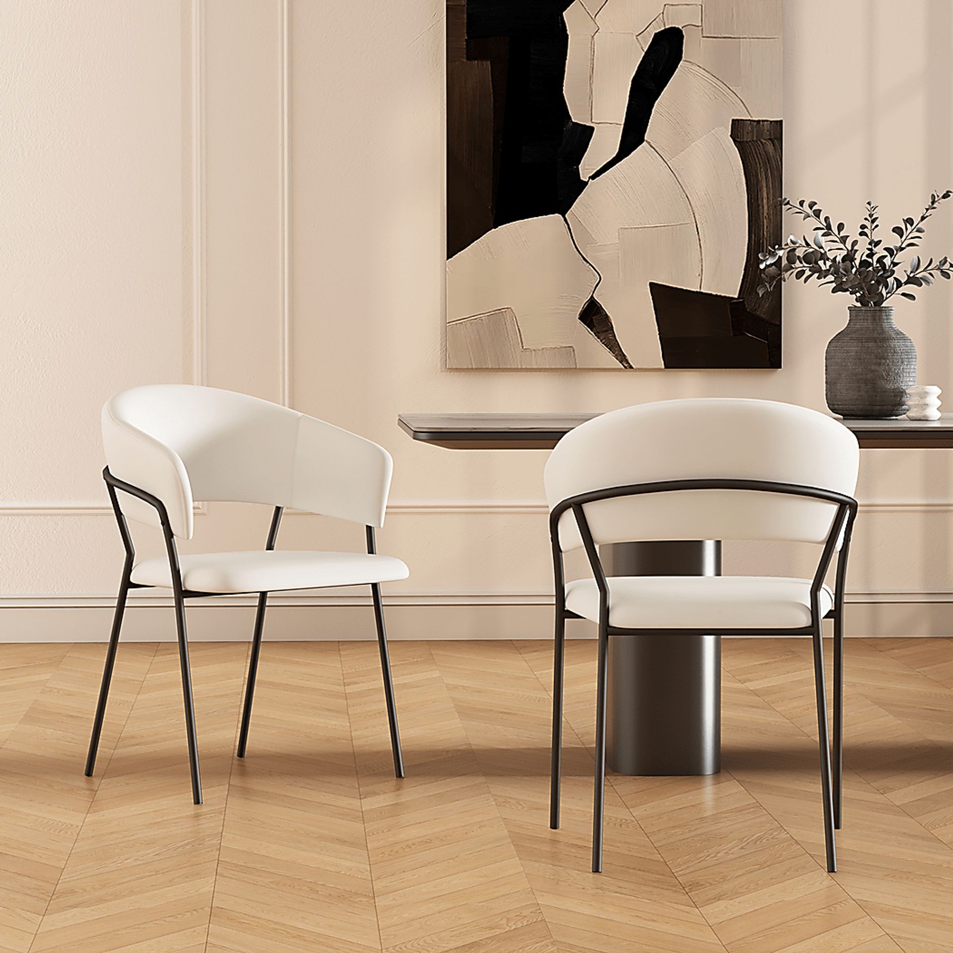 Nadol White Armchair, Set of 4 - Image 2