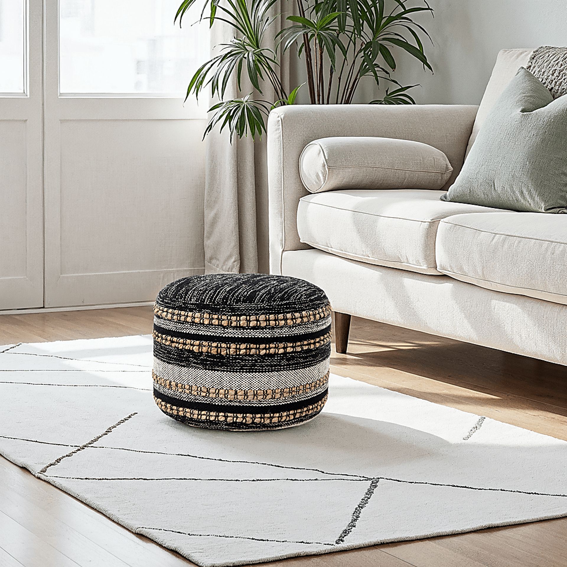 Naiyoni Black/Tan Pouf - Image 11
