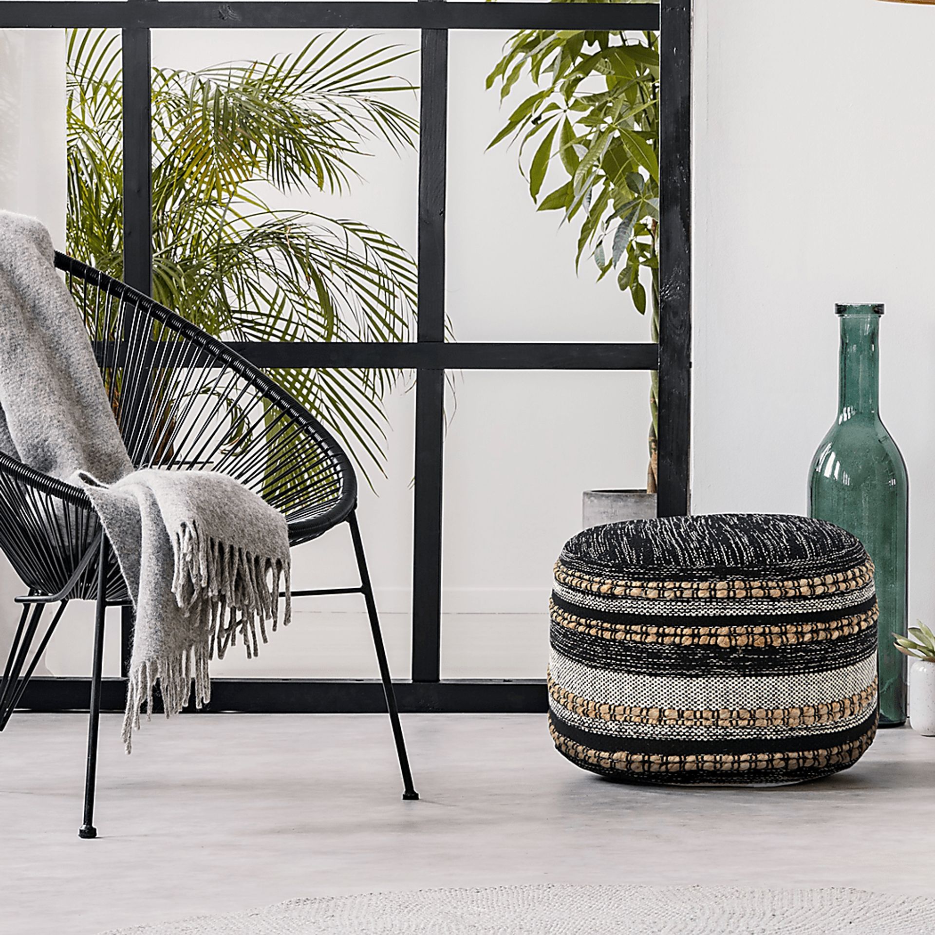 Naiyoni Black/Tan Pouf - Image 3