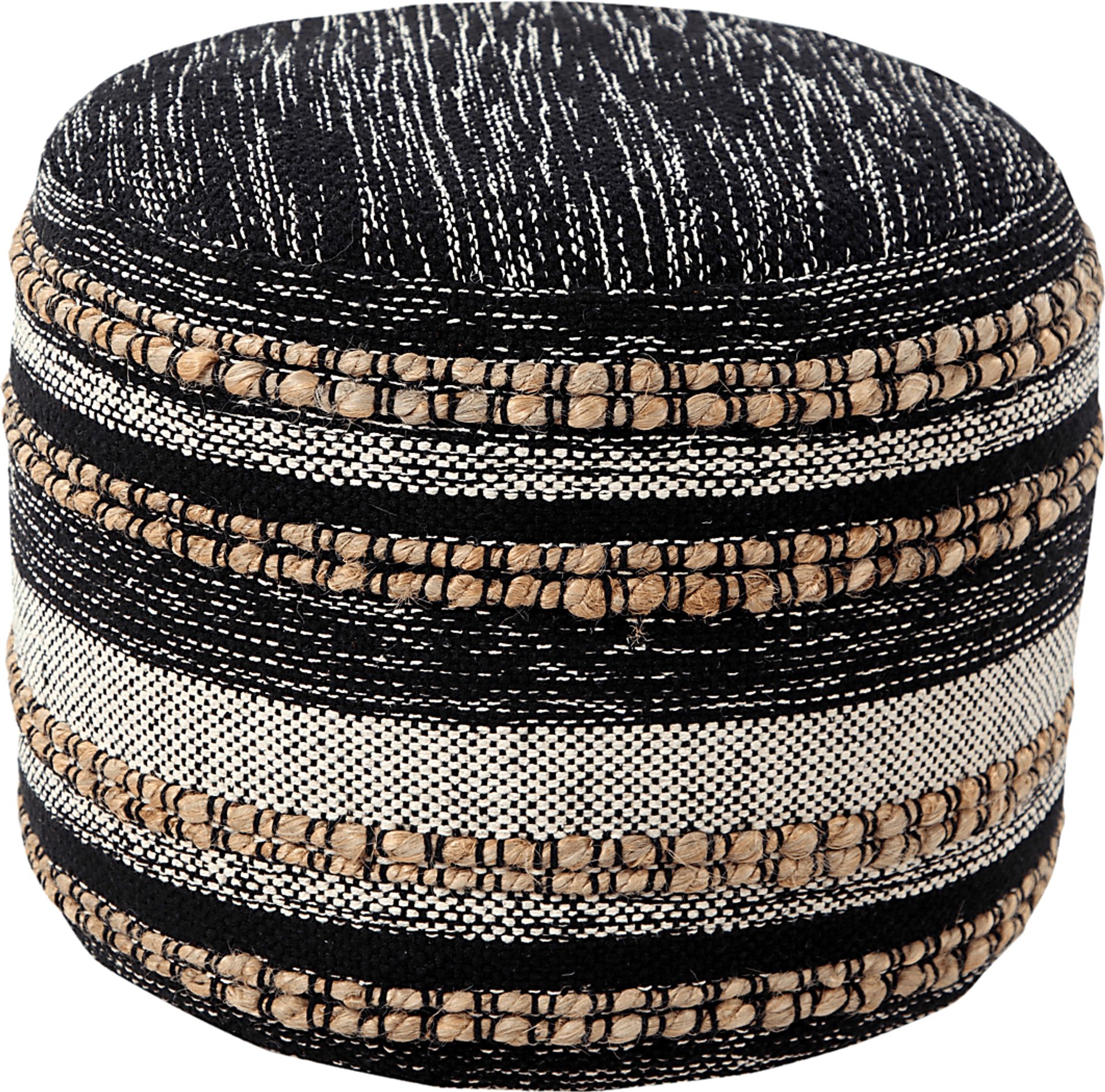 Naiyoni Black/Tan Pouf - Image 1