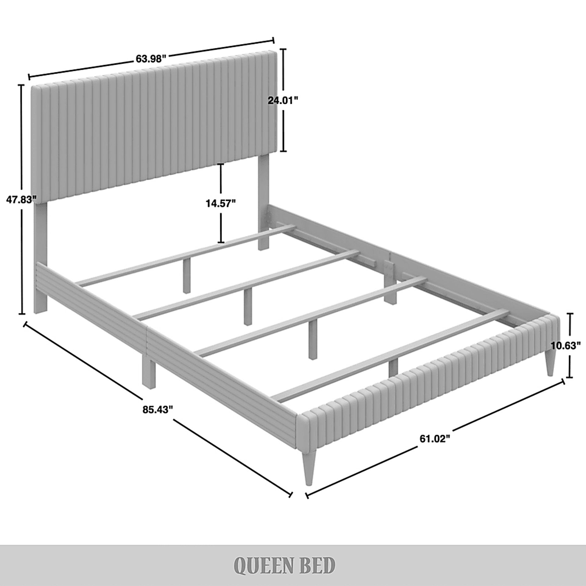 Najah Dark Gray Queen Upholstered Bed - Image 3