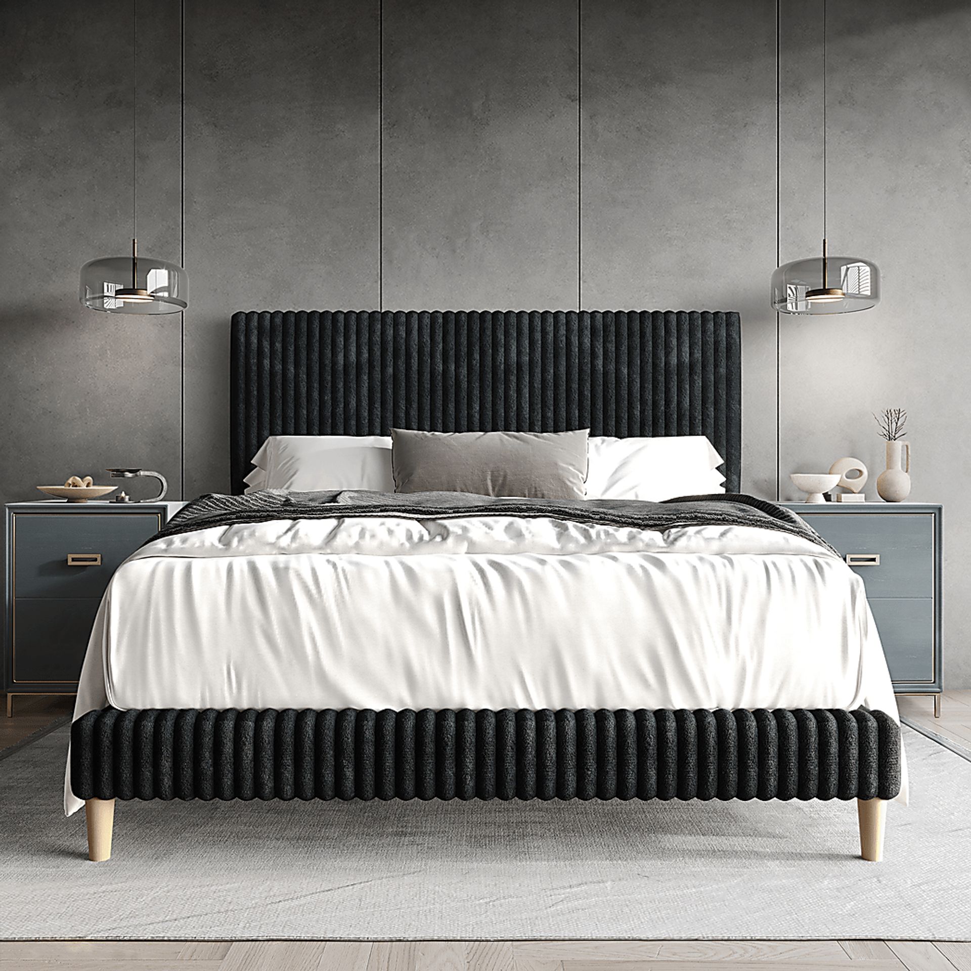 Najah Dark Gray Twin Upholstered Bed - Image 2