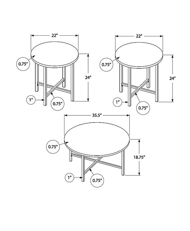 Nakoma White Cocktail Table, Set of 3 - Thumbnail - Image 4