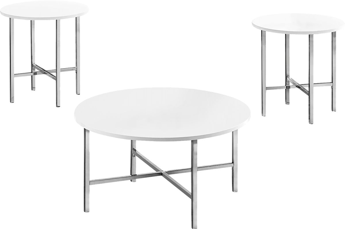 Nakoma White Colors,White Cocktail Table, Set Of 3 Rooms to Go