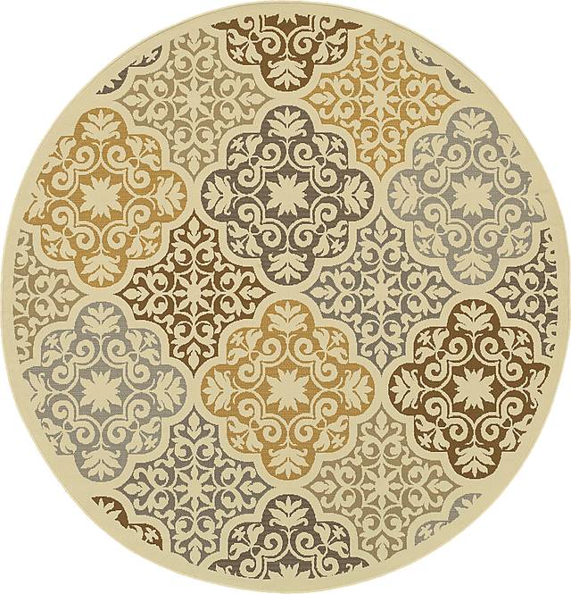 Naliah Ivory 7'10 Round Indoor/Outdoor Rug - Thumbnail - Image 1