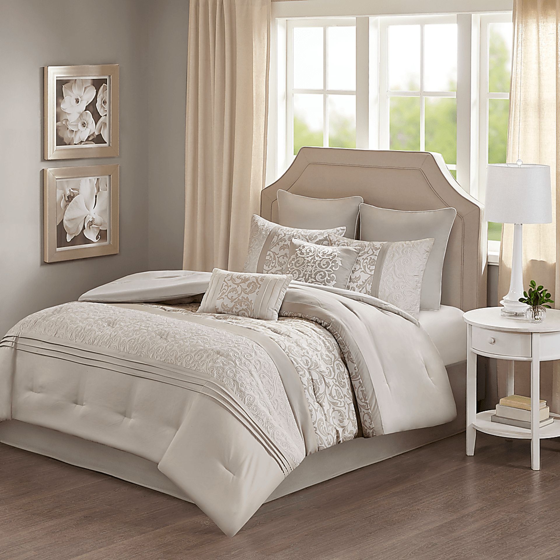 Nalianna Beige 8 Pc Queen Comforter Set - Image 3