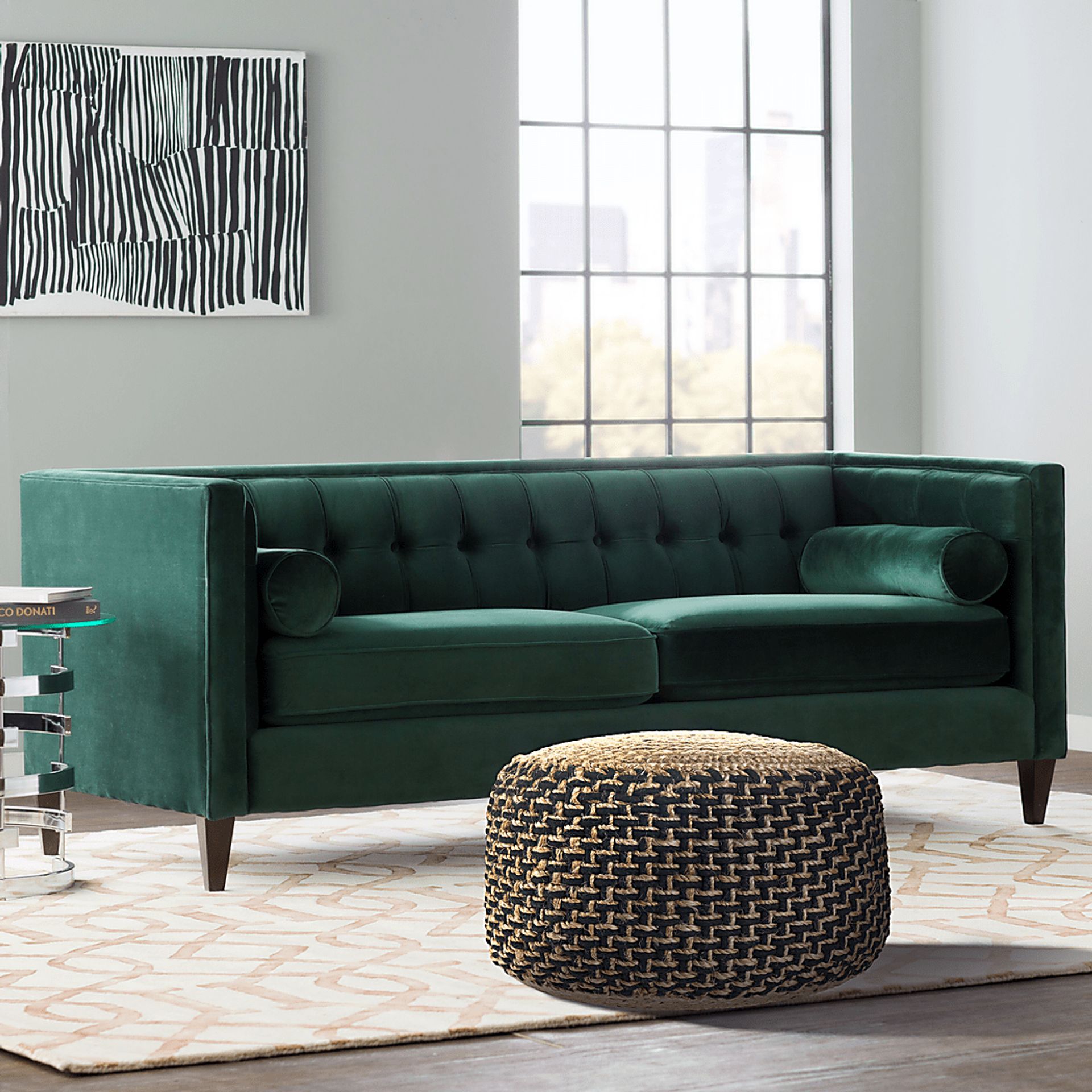 Nanika Natural/Black Pouf - Image 2