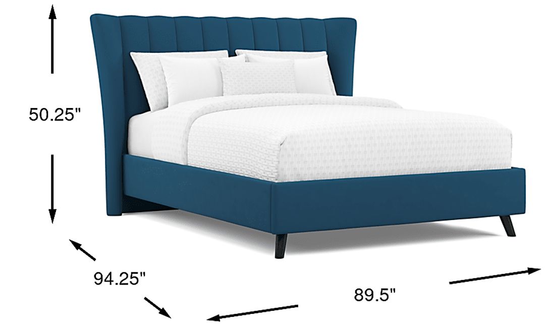 Nanton Park Blue 3 Pc King Upholstered Bed