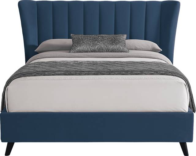 Nanton Park Blue 3 Pc Queen Upholstered Bed - Thumbnail - Image 1