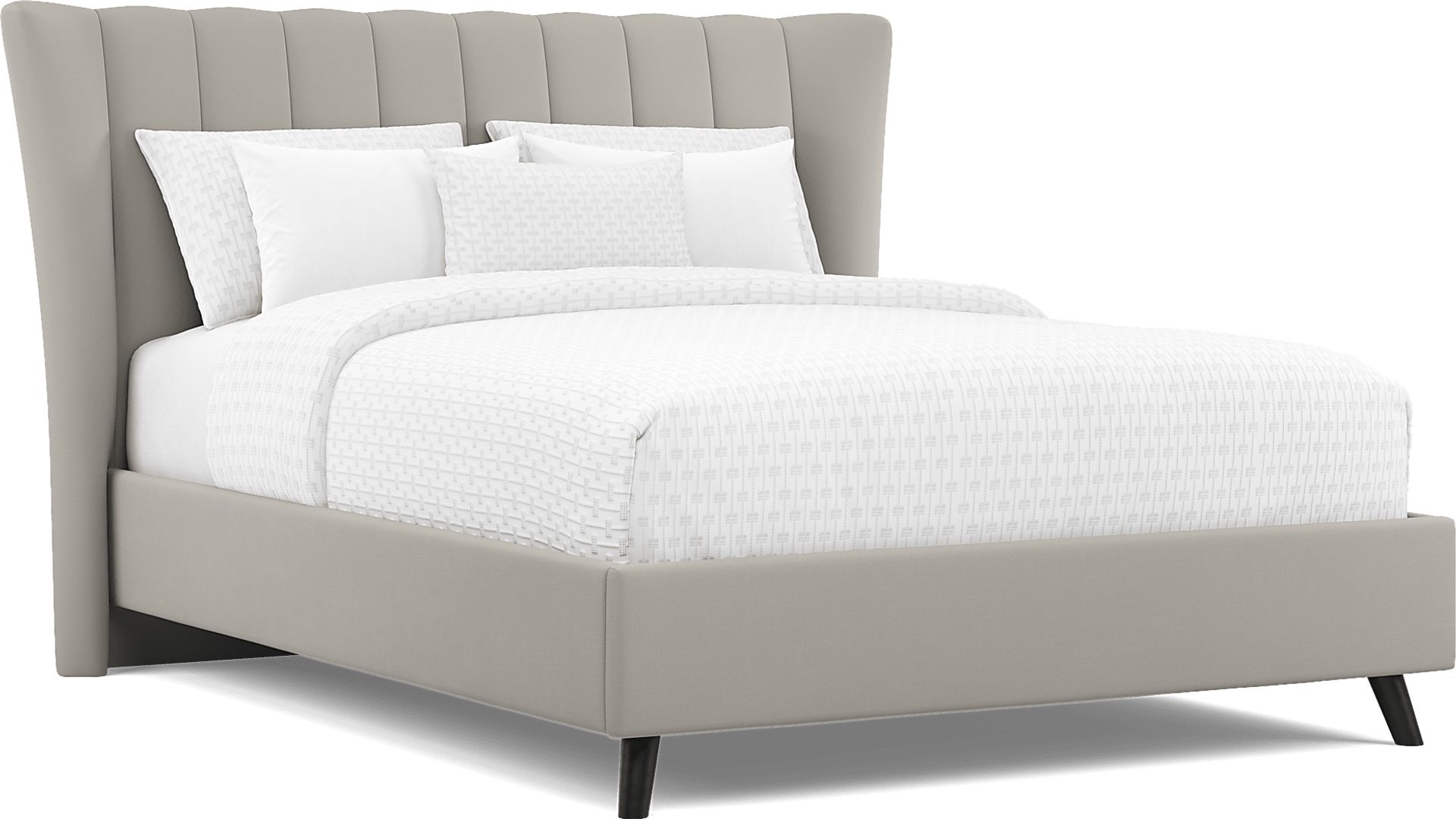 Devon Loft Walnut 5 Pc Bedroom with Nanton Park Gray King Upholstered Bed - Image 2