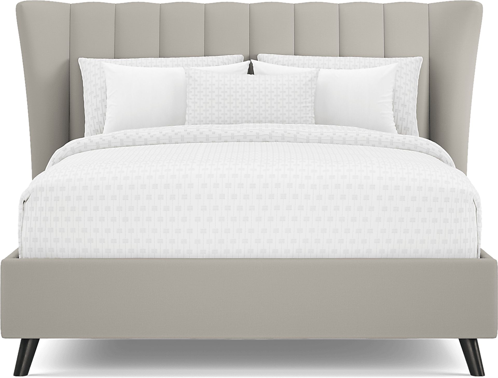 Devon Loft Walnut Finish 5 Pc Bedroom with Nanton Park Gray Queen Upholstered Bed - Image 3
