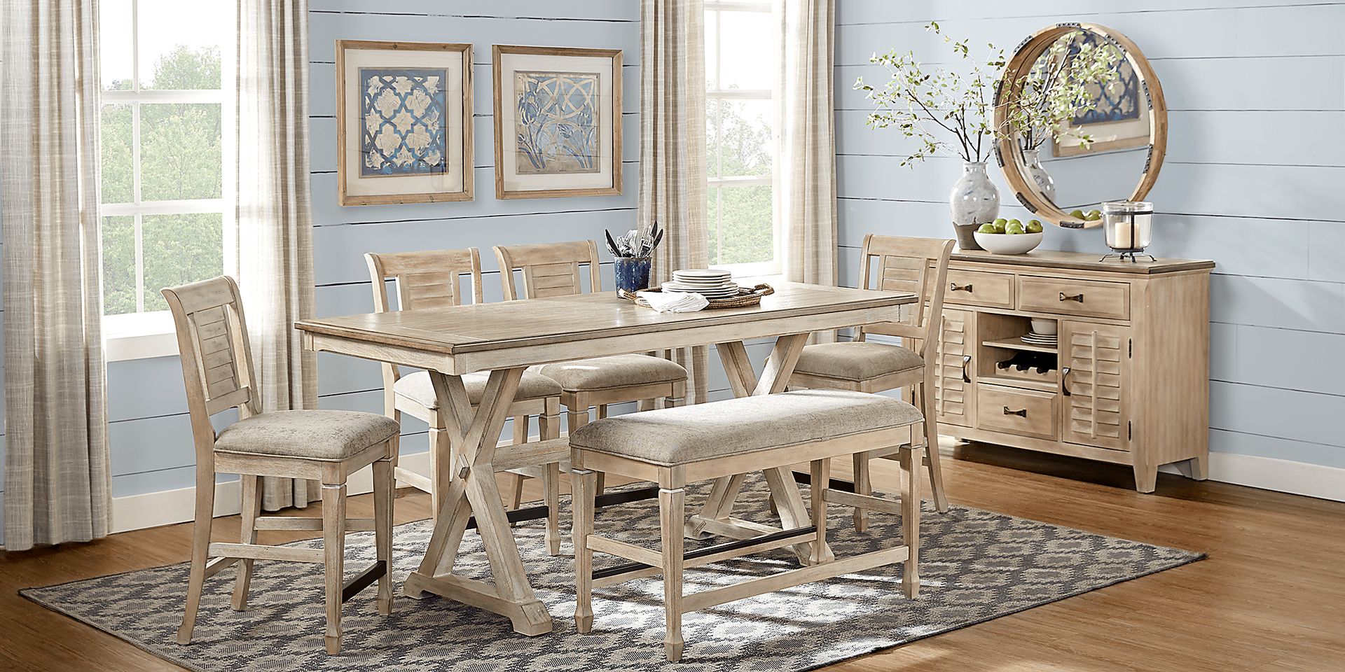 Nantucket Breeze Bisque 3 Pc Counter Height Dining Room - Image 1