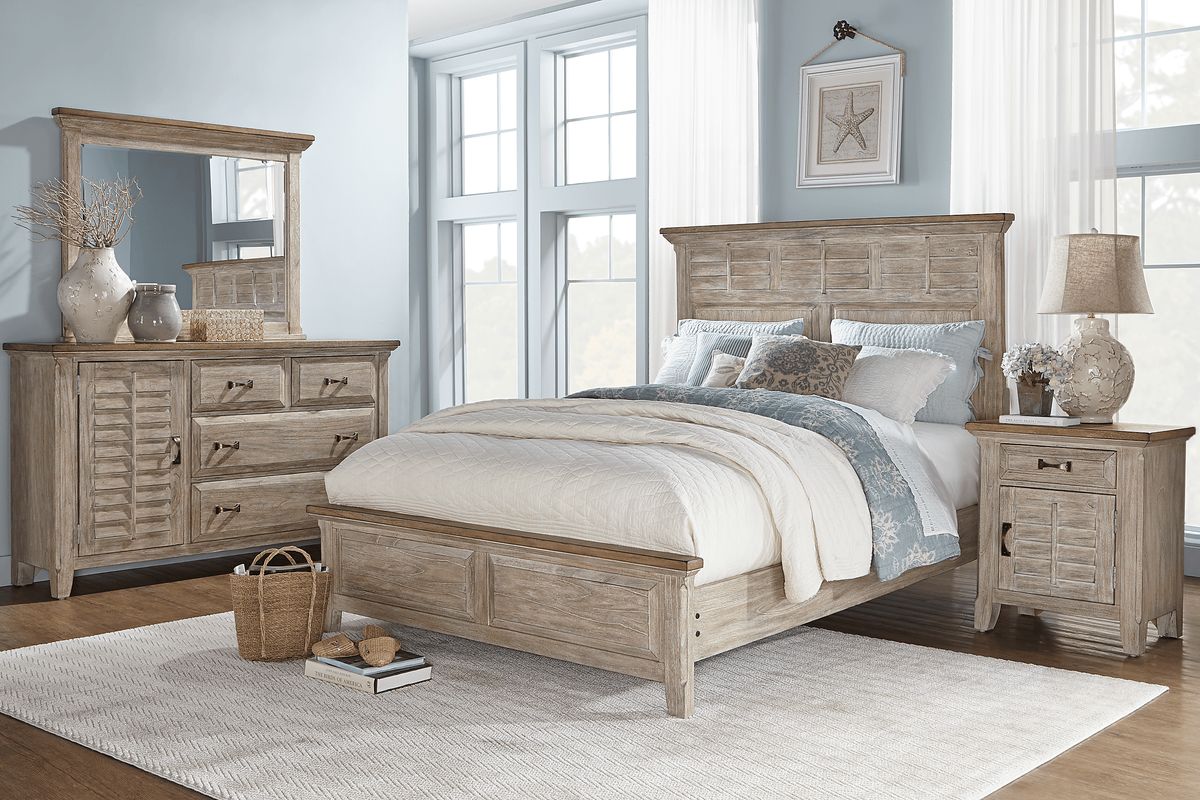 Nantucket Breeze 5 Pc Bisque Light Wood,White King Bedroom Set With ...