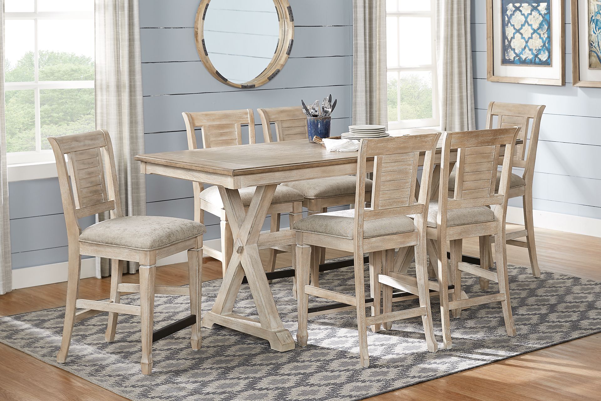 Nantucket Breeze Bisque 7 Pc Counter Height Dining Room - Image 1