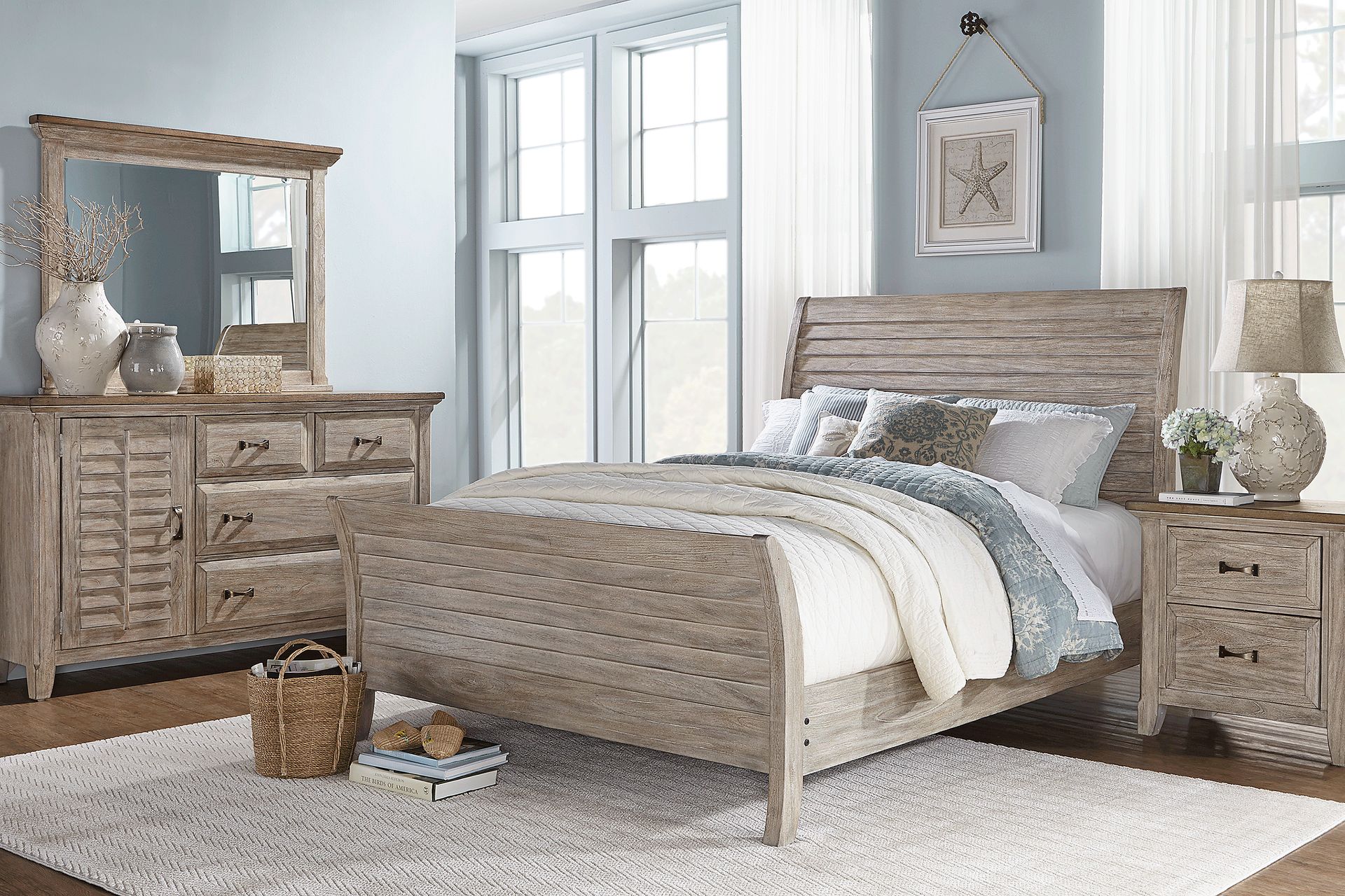 Nantucket Breeze Bisque 8 Pc King Sleigh Bedroom - Image 1