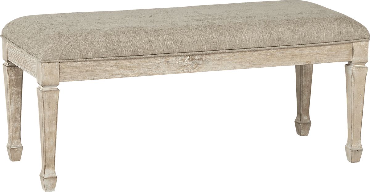 Nantucket Breeze Bisque Light Wood,White Bench | Rooms to Go