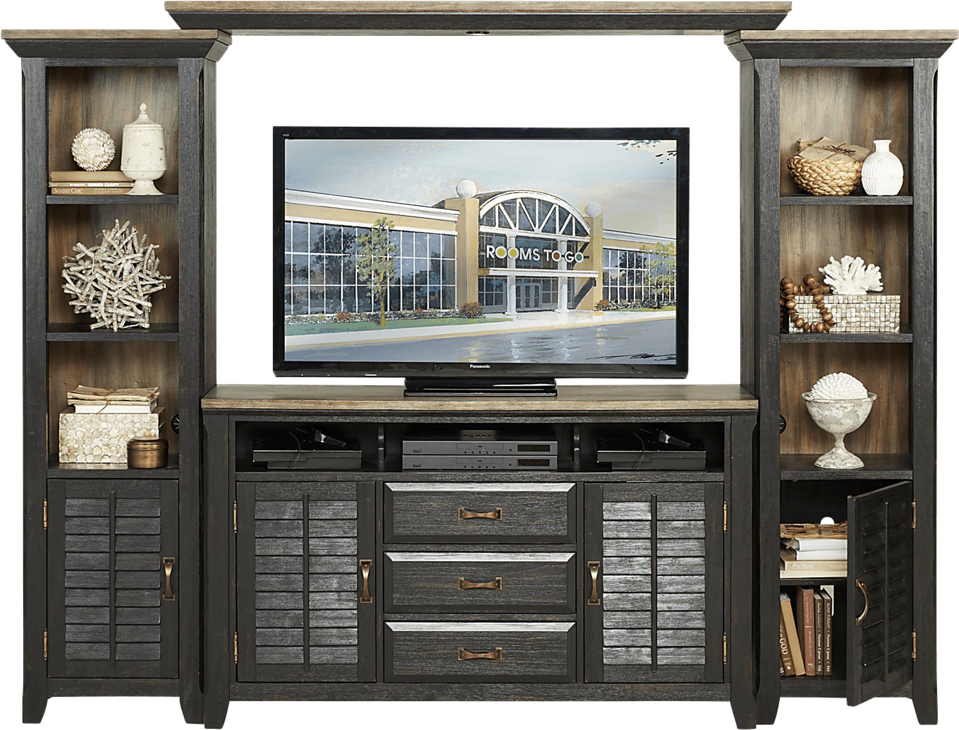 Nantucket Breeze Black 4 Pc Wall Unit - Image 2