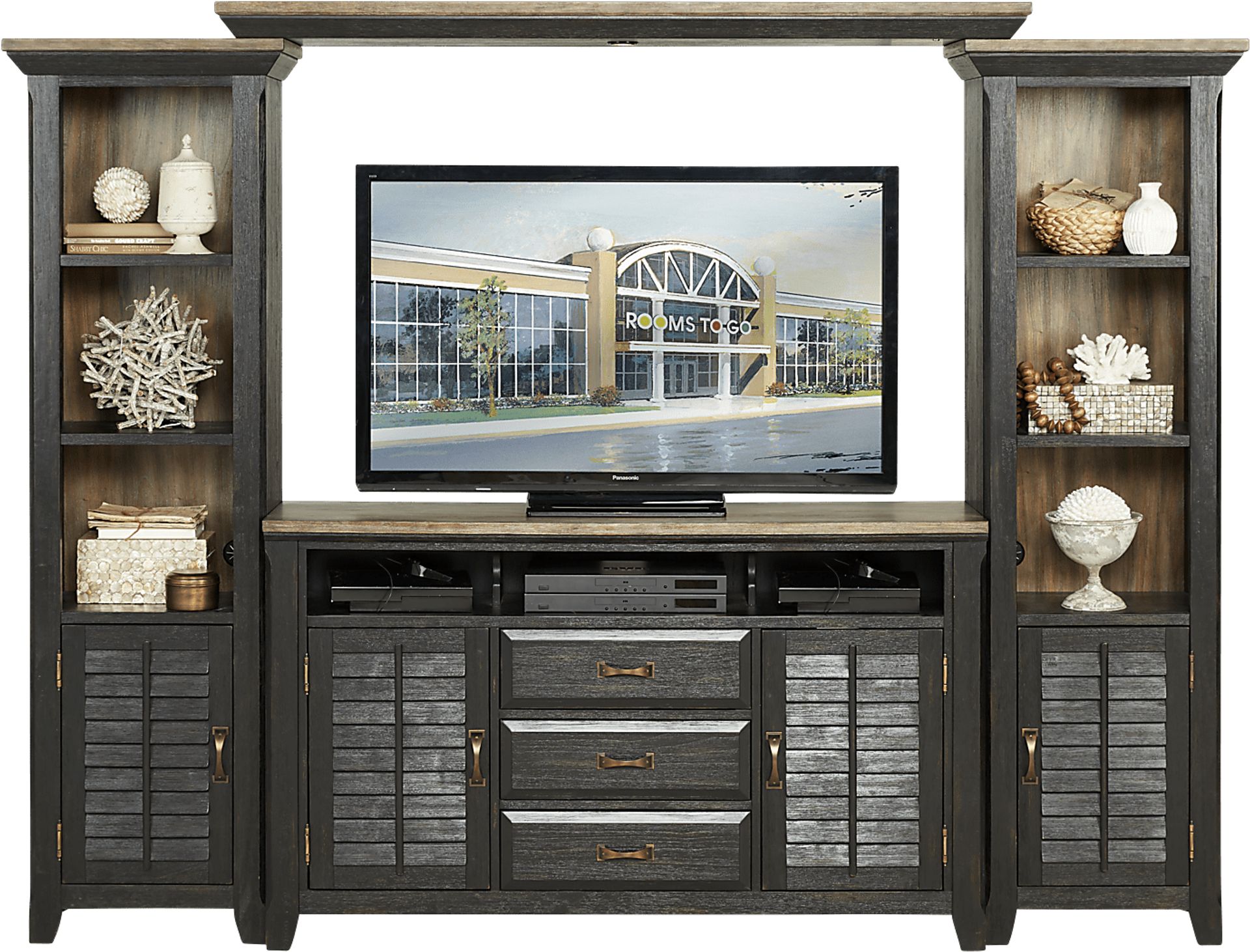 Nantucket Breeze Black 4 Pc Wall Unit - Image 1
