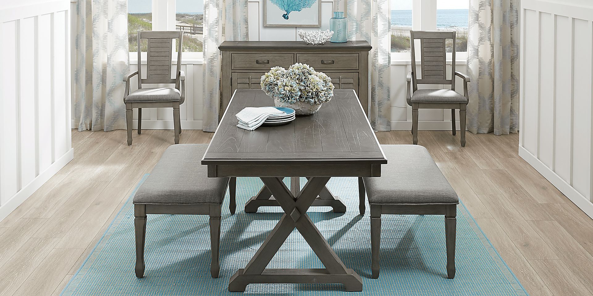 Nantucket Breeze Gray Dining Bench - Image 2