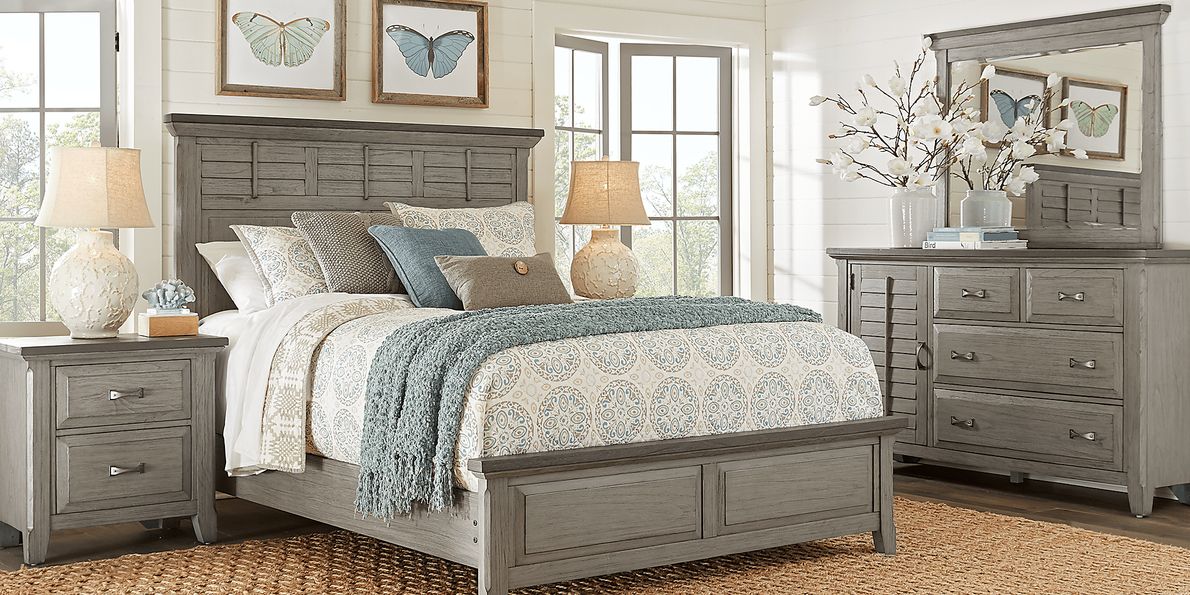 Nantucket Breeze 5 Pc Gray Queen Bedroom Set With Dresser, Mirror, 3 Pc ...