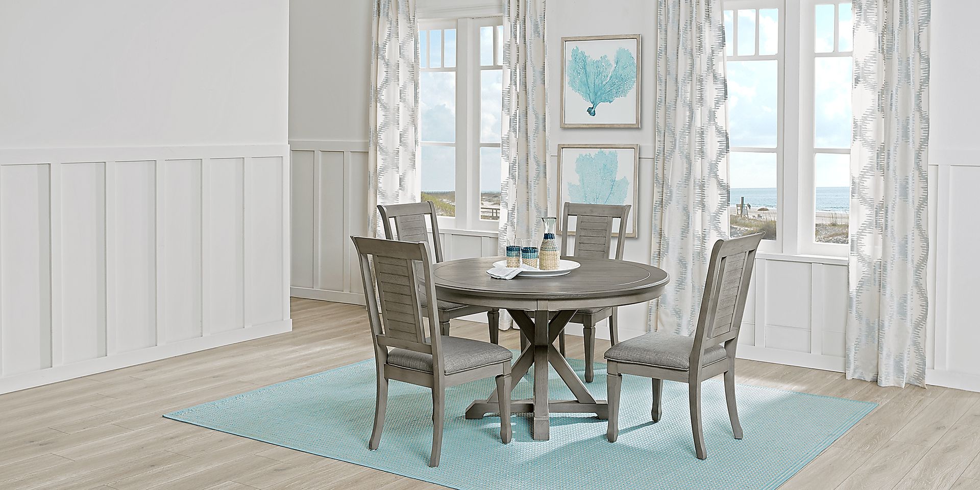 Nantucket Breeze 5 Pc Gray Dining Room Set With Round Dining Table 