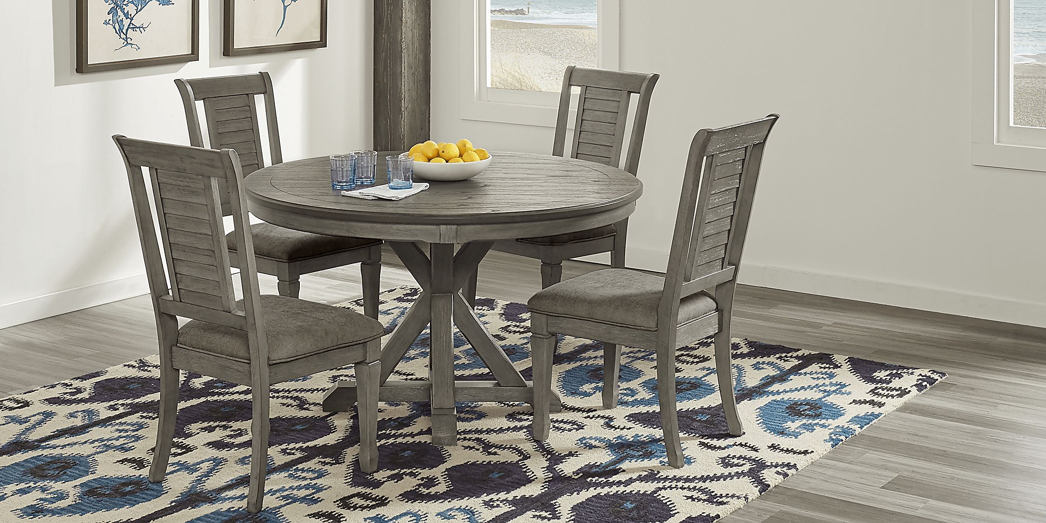 Nantucket Breeze Gray 5 Pc Round Dining Room Rooms To Go