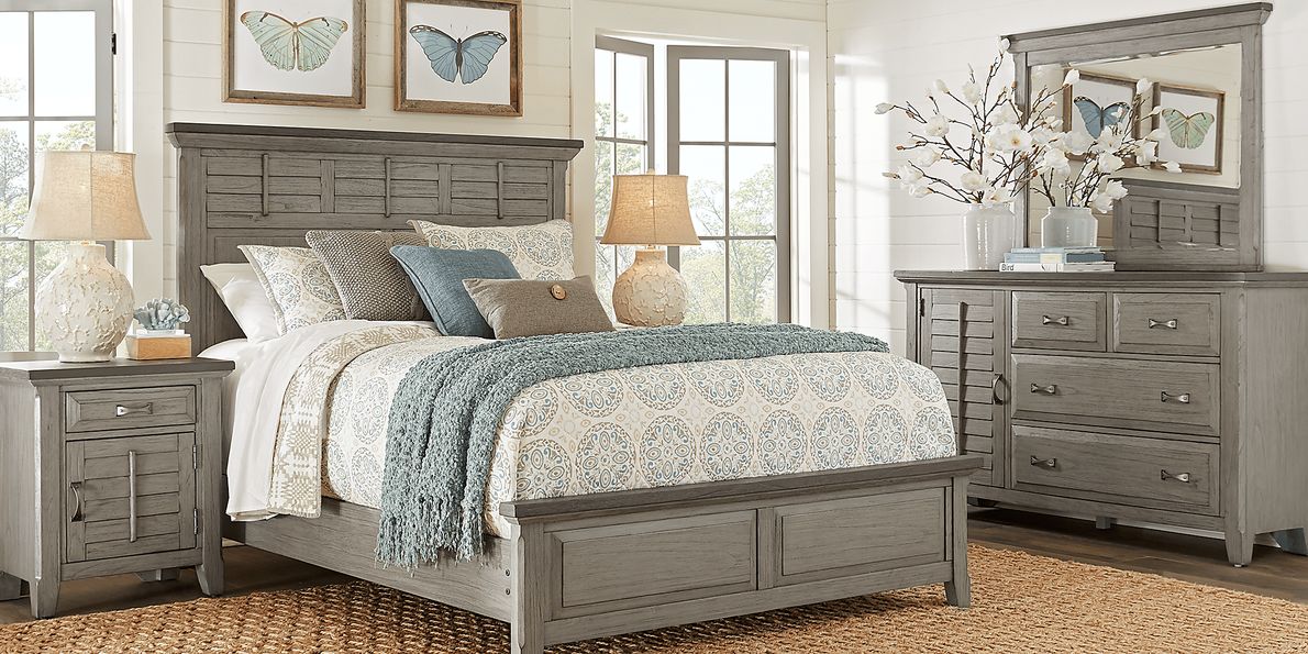 Nantucket Breeze 7 Pc Gray King Bedroom Set With Dresser, Mirror, 3 Pc