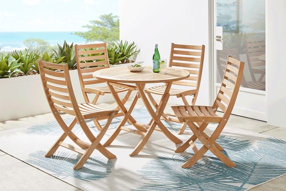 Pleasant Bay Natural 5 Pc Outdoor Folding Dining Set