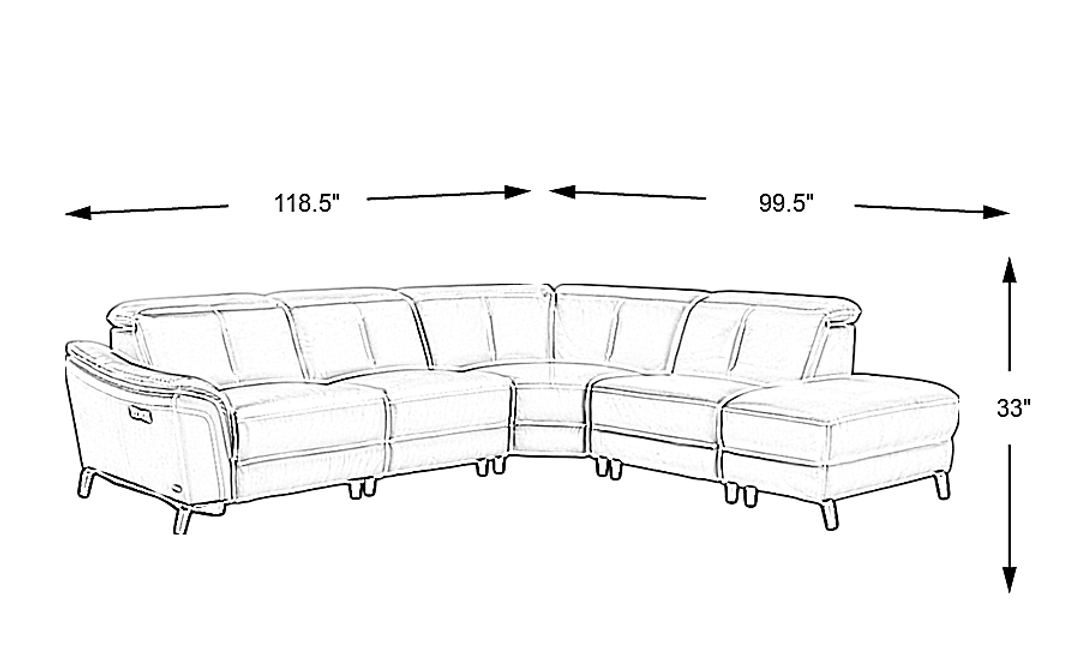 Naples Leather 5 Pc Dual Power Reclining Sectional