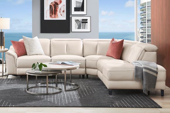 Naples Leather 5 Pc Dual Power Reclining Sectional