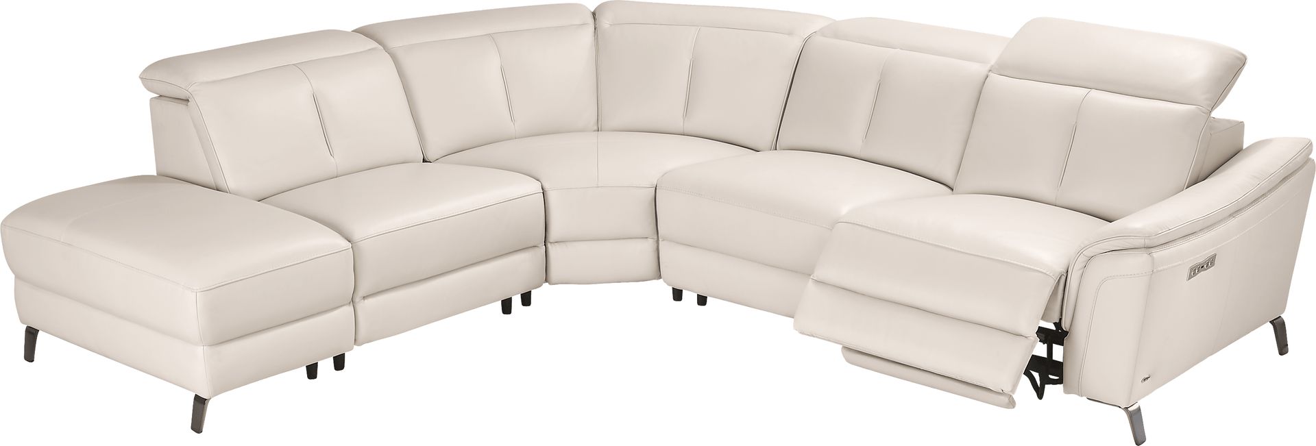 Naples Ivory Leather 8 Pc Dual Power Reclining Sectional Living Room - Image 6