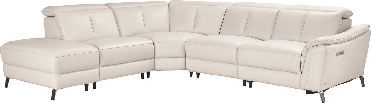 Naples Leather 5 Pc Dual Power Reclining Sectional