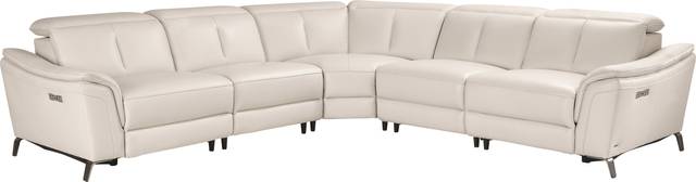 Naples Ivory Leather 5 Pc Dual Power Reclining Sectional - Thumbnail - Image 3