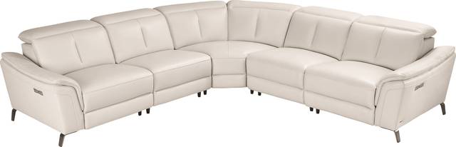 Naples Ivory Leather 5 Pc Dual Power Reclining Sectional - Thumbnail - Image 4