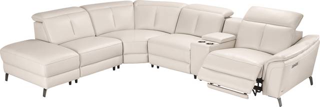 Naples Ivory Leather 9 Pc Dual Power Reclining Sectional Living Room - Thumbnail - Image 6