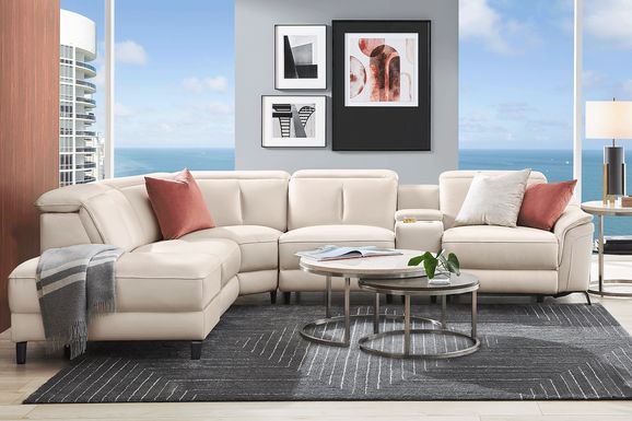 Naples Leather 6 Pc Dual Power Reclining Sectional