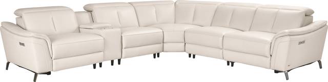 Naples Ivory Leather 6 Pc Dual Power Reclining Sectional - Thumbnail - Image 3
