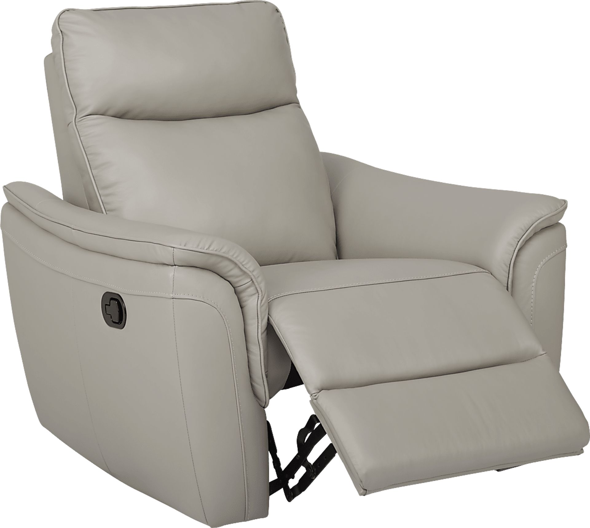 Naples Light Gray Leather Recliner - Image 1