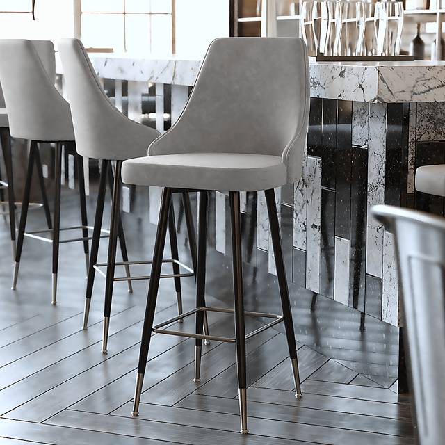 Narain Gray Bar Stool, Set of 2 - Thumbnail - Image 3
