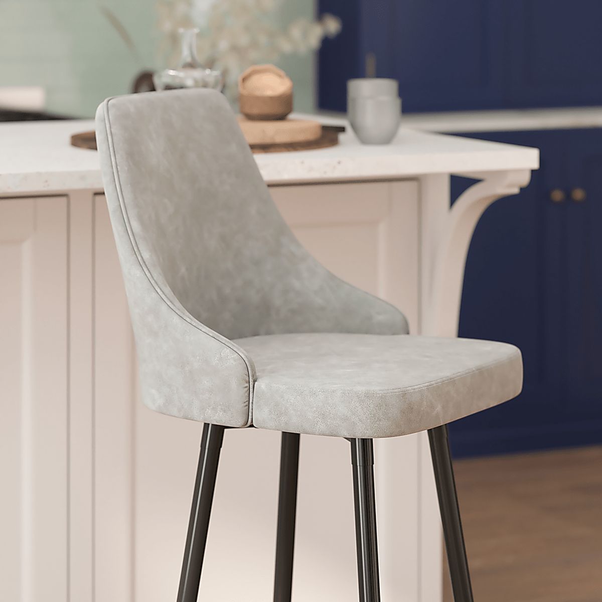 Narain Brown Dark Wood Gray Barstool, Set Of 2 | Rooms to Go