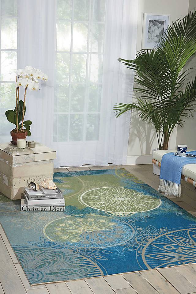 Narely Blue 8' x 11' Indoor/Outdoor Rug - Thumbnail - Image 5