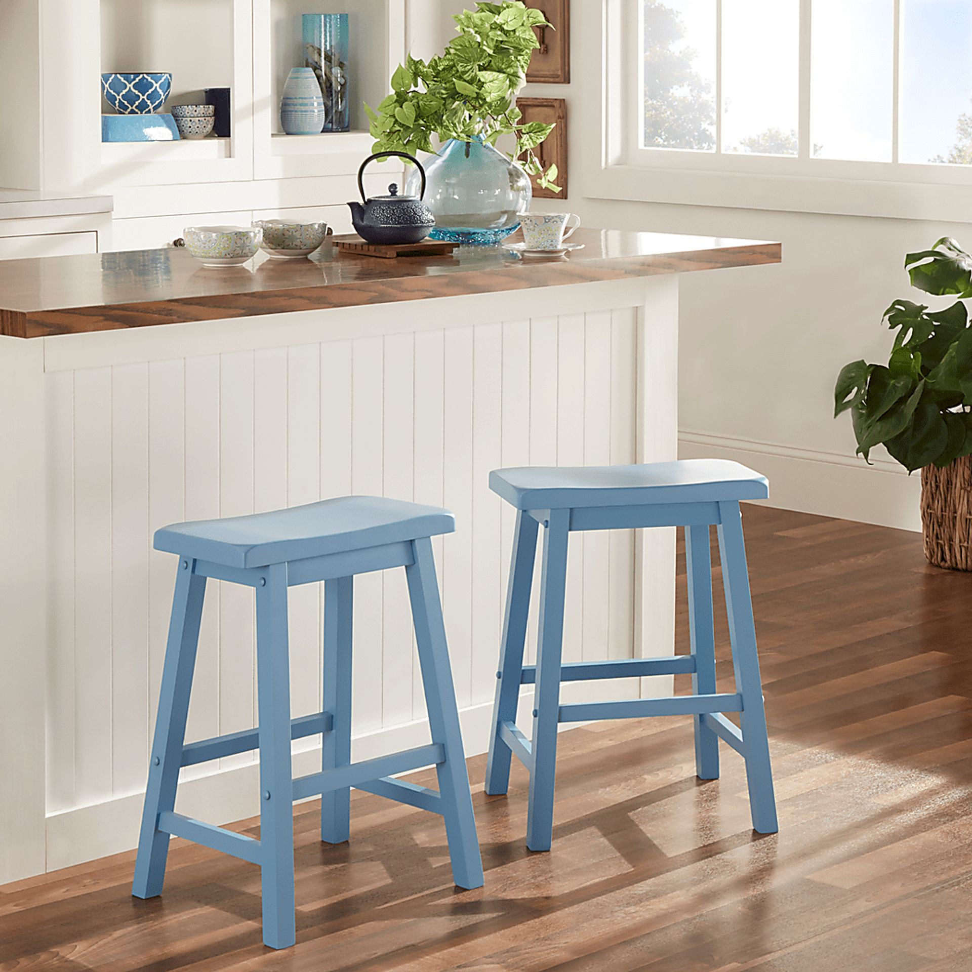 Nario Blue Counter Height Stools (Set of 2) - Image 2