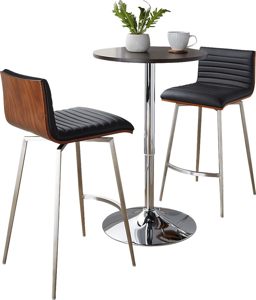 Narsi Black Adjustable Swivel 3 Pc Counter Height Dining Set