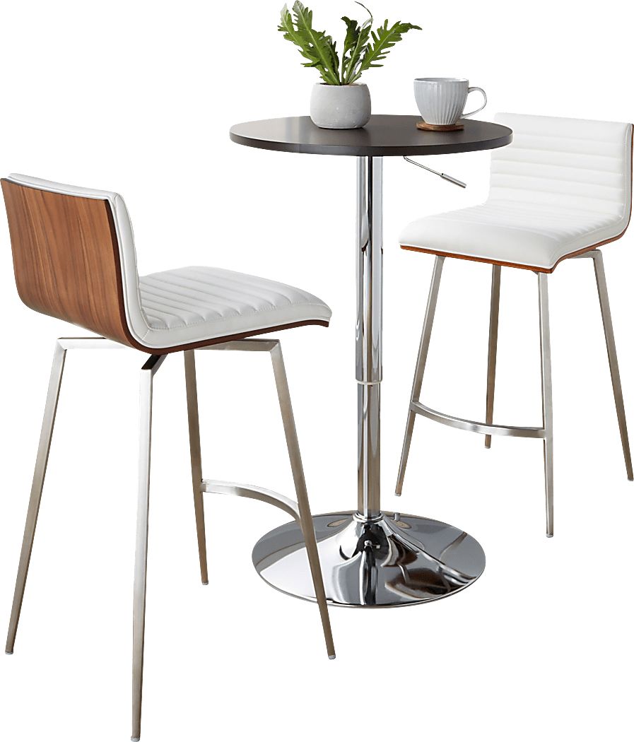 Narsi White Adjustable Swivel 3 Pc Counter Height Dining Set
