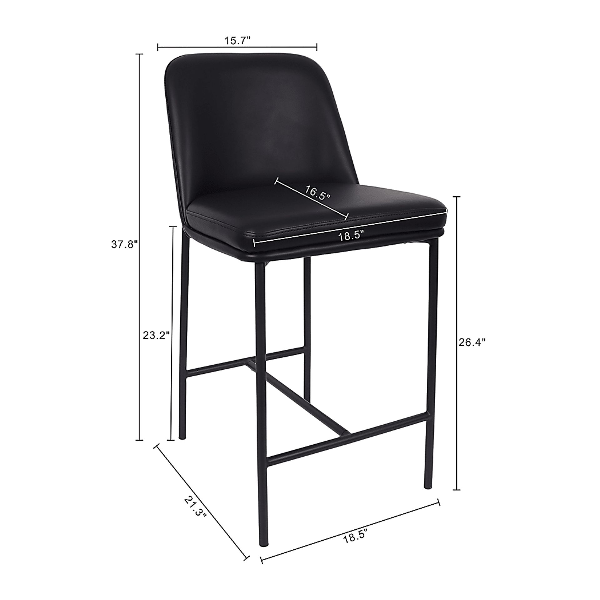 Nasli Black Counter Stool, Set of 2 - Image 6
