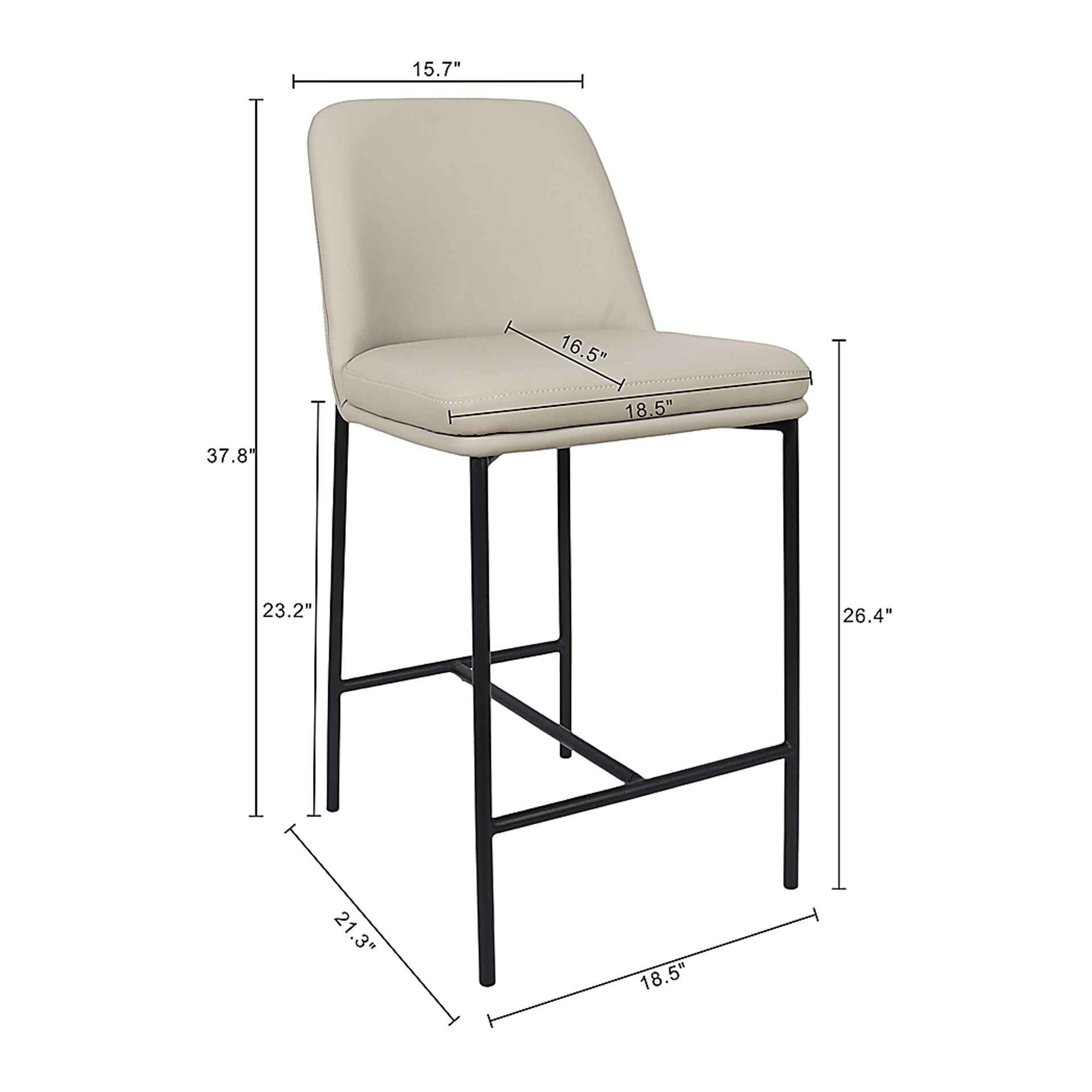 Nasli Gray Counter Stool, Set of 2 - Image 3