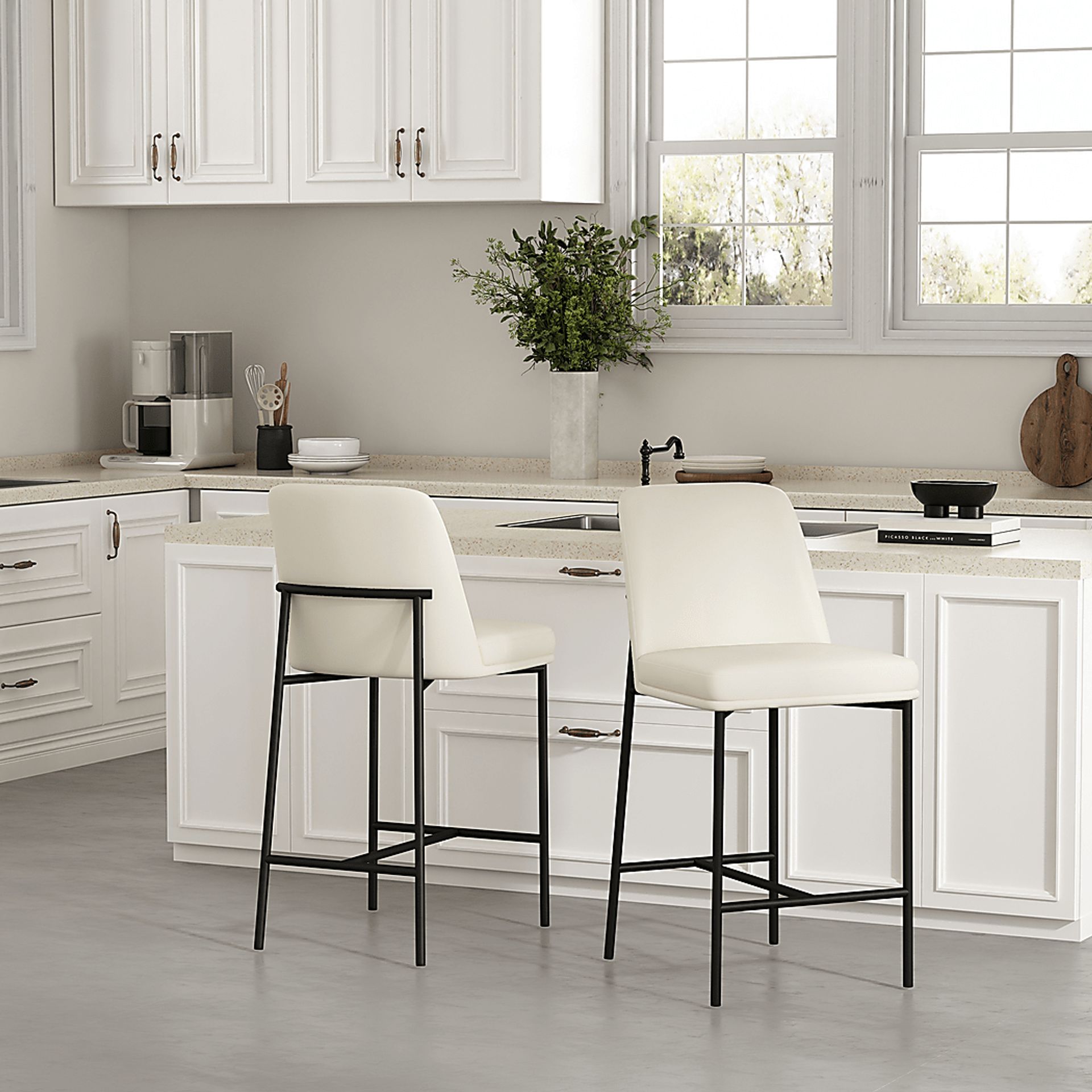 Nasli White Counter Stool, Set of 2 - Image 2
