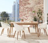 Nassau 5 Pc Rectangle Outdoor Dining Set with White Chairs
